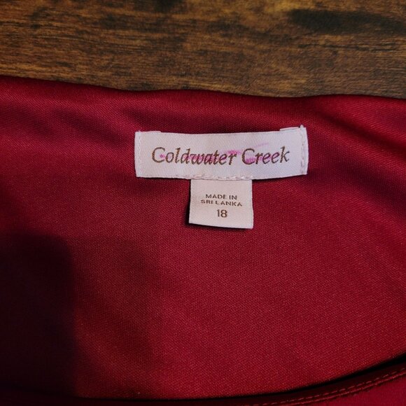 Coldwater Creek Accordion Pleated Maxi Dress Sz 18 Cherry Red Drop Waist Stretch - Picture 3 of 10